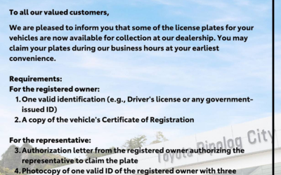 Customer Advisory: License Plate Collection Now Available!